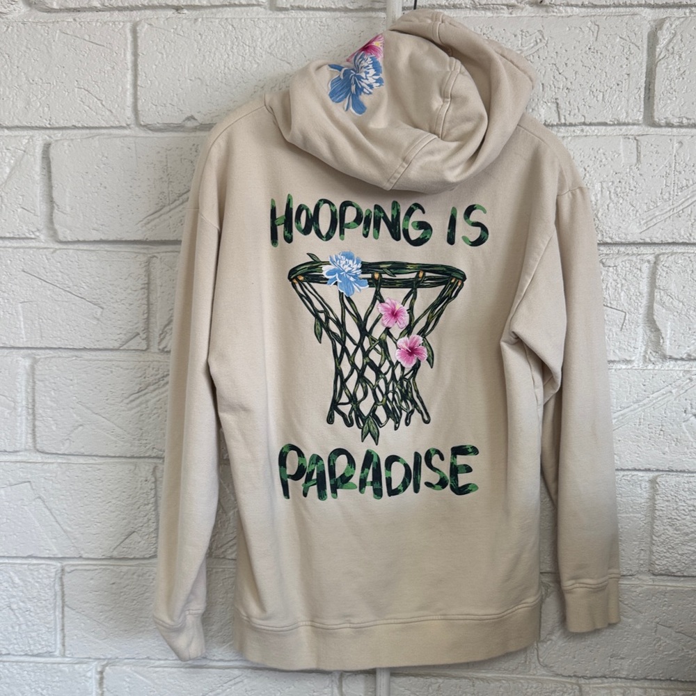 Overtime Hooping is Life Basketball Hoodie Cream Medium